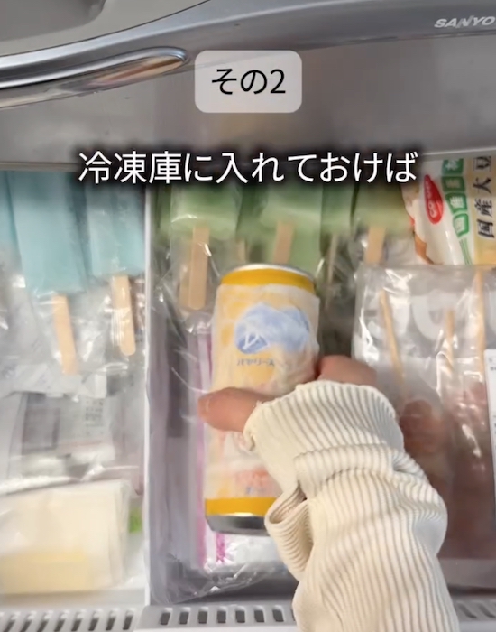 冷凍庫へ入れる様子