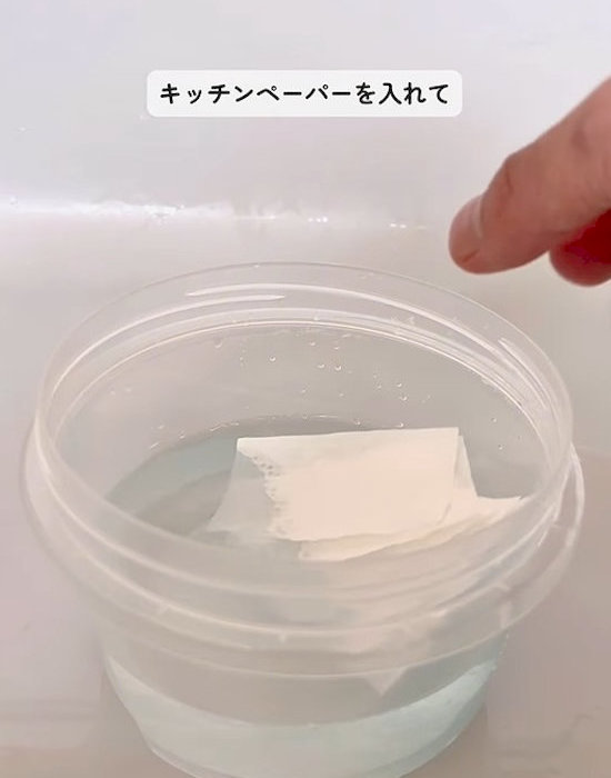 カットしたキッチンペーパーを数枚