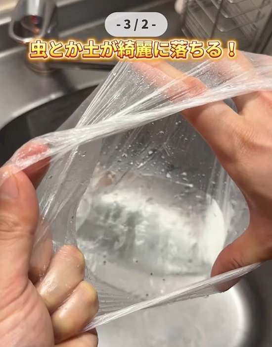 ポリ袋の中に残ったゴミ