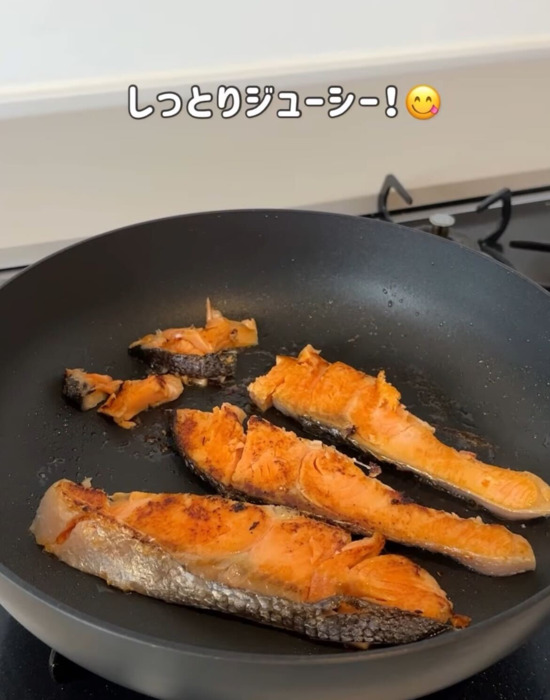 焼いている様子