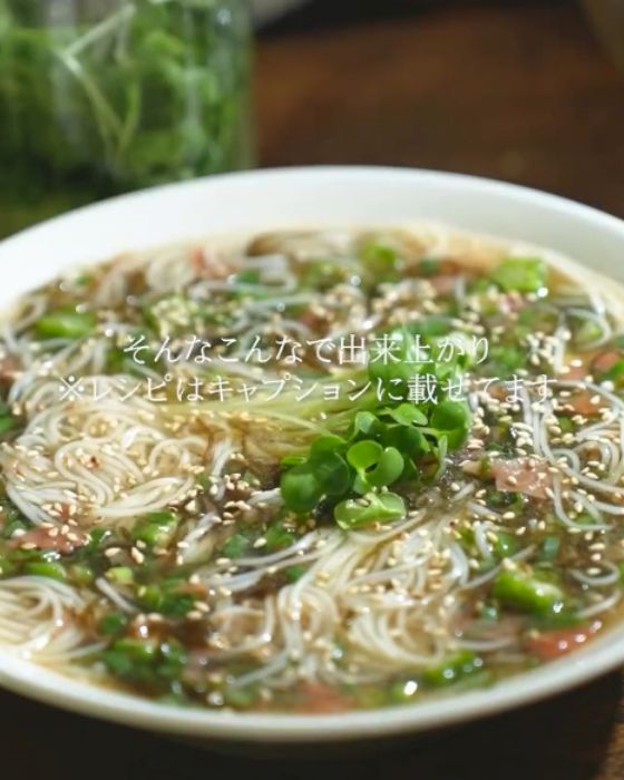 完成した『梅もずくそうめん』の写真