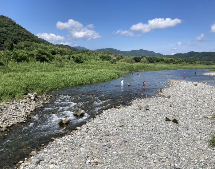 川遊びする様子
