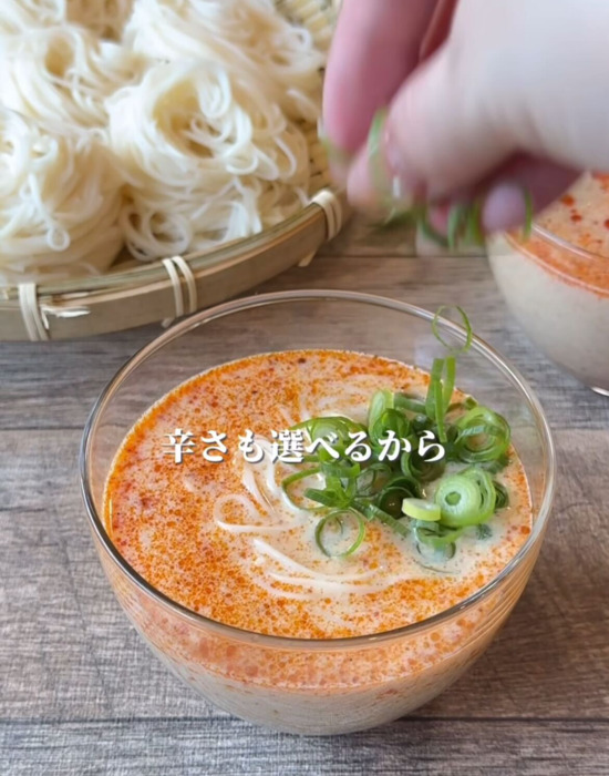 麻婆豆腐の素で作ったそうめんつけだれ