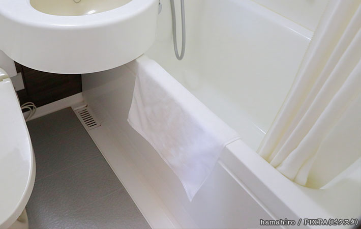 バスタブとタオルの写真