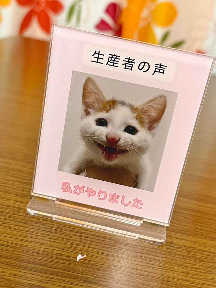 猫のアクリルスタンドと乳歯