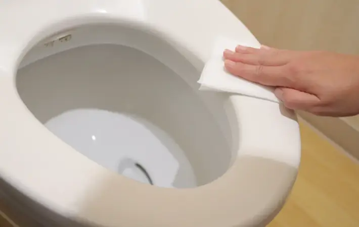 トイレ掃除をしている様子