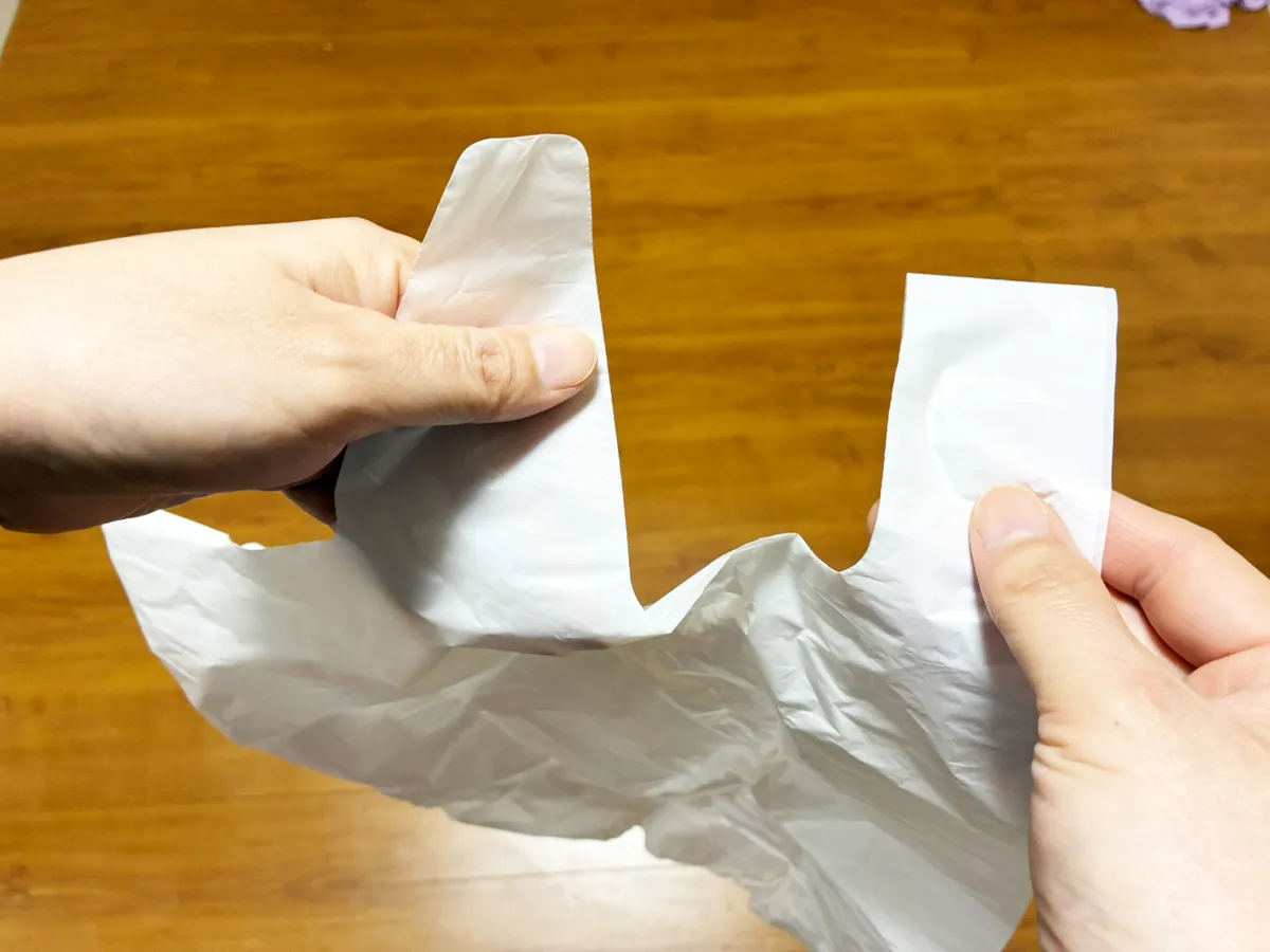 袋の開け方の説明写真（撮影：grapeライフハック編集部）