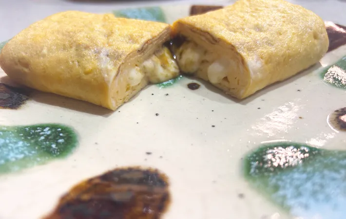 『海苔の佃煮とチーズの玉子焼き』の完成写真（撮影：エニママ）