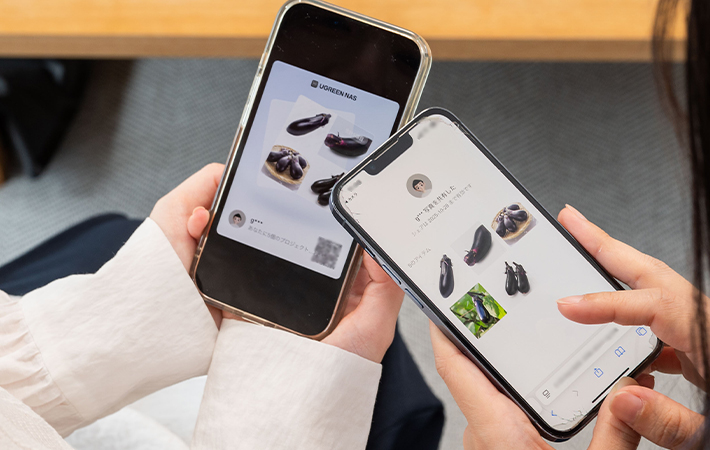 スマホで画像を共有している写真