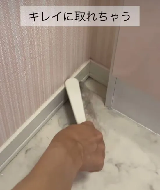 隅を掃除する様子