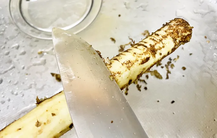 『ごぼうの甘辛炒め』を作る写真（撮影：エニママ）