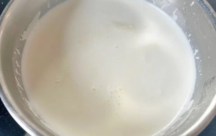 『炊飯器でプリン』を作る写真（撮影：エニママ）