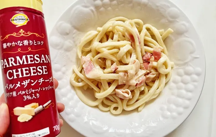 『レンチンカルボナーラ』を作る写真（撮影：エニママ）