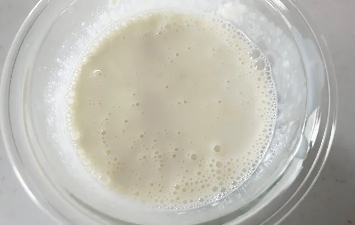 『材料2つでクリームチーズ』を作る写真（撮影：エニママ）