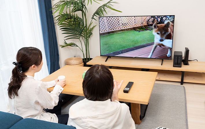 テレビを観ている写真