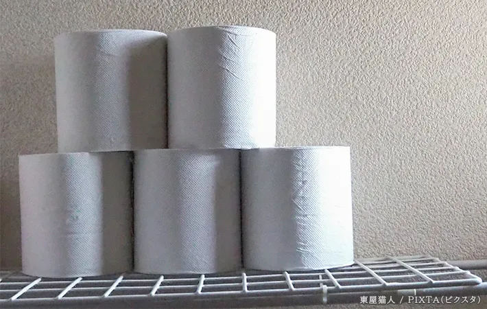 保管しているトイレットペーパーの写真
