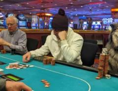 ポーカーをする人と犬の写真