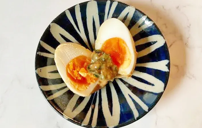 『大葉味噌味玉』の完成写真（撮影：エニママ）