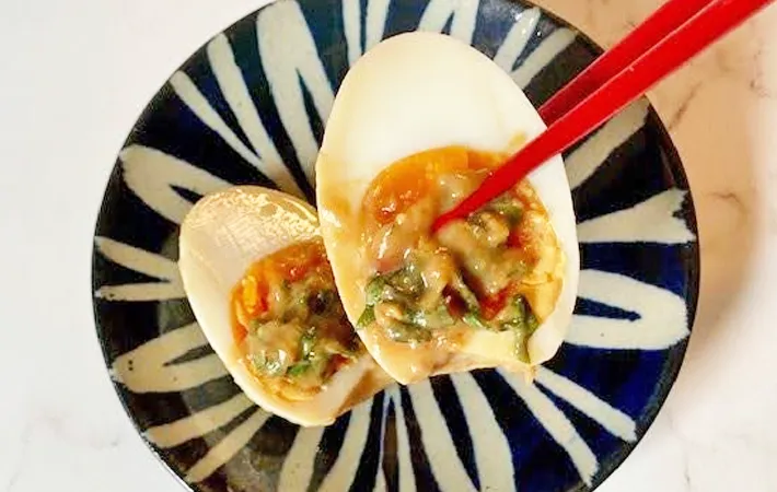 『大葉味噌味玉』の完成写真（撮影：エニママ）