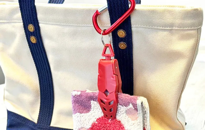 セリア『カラビナ・キーフック クリップ付』の使用写真（撮影：キジカク）