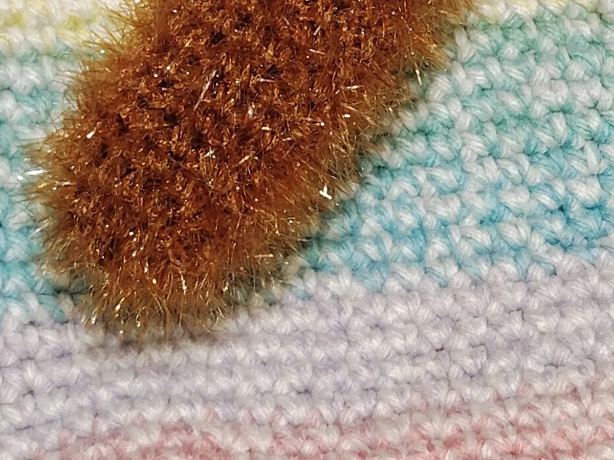 『たわし用ヤーン』で編んだ『エビフライたわし』