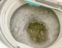 洗濯槽の茶色い水の写真（撮影：Heulie）