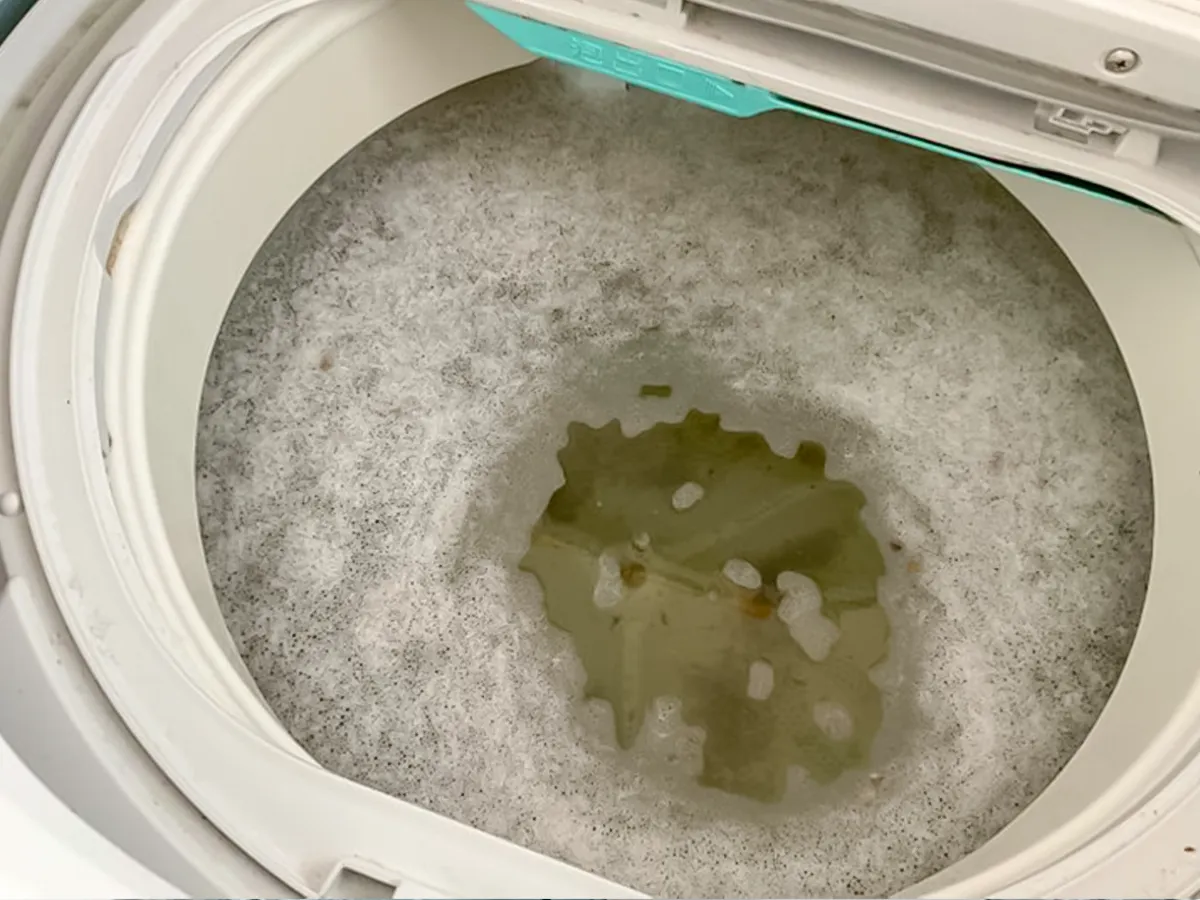 洗濯槽の茶色い水の写真(撮影:Heulie)