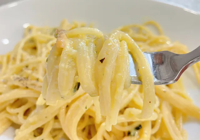 『和風カルボナーラ風パスタ』（撮影：grape編集部）