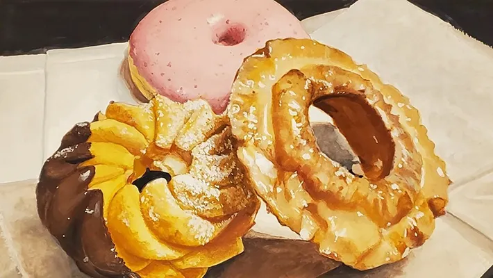 絵の具で描いたドーナツ