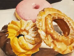 絵の具で描いたドーナツ