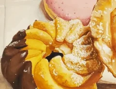 絵の具で描いたドーナツ