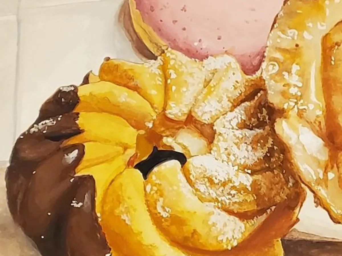 絵の具で描いたドーナツ