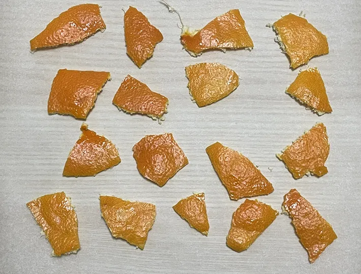 ミカンの皮を並べる写真（撮影：grape編集部）