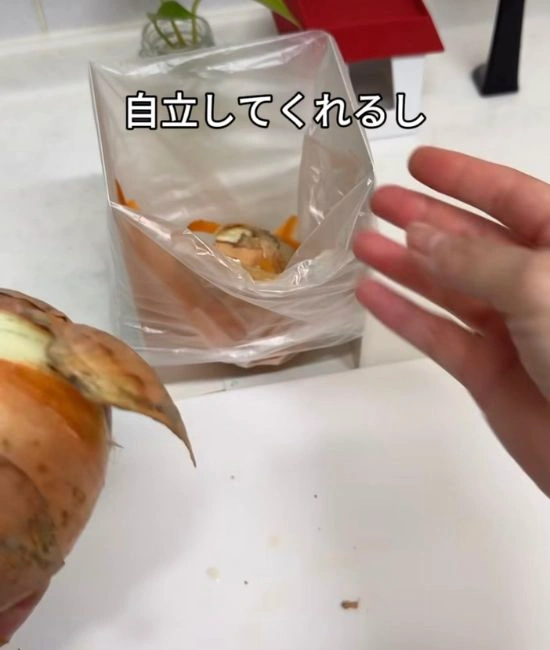 ゴミを入れる様子