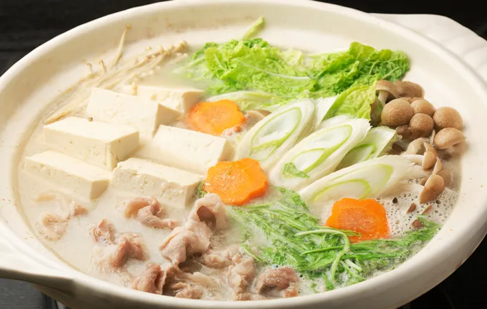 2．絹豆腐の豆乳鍋