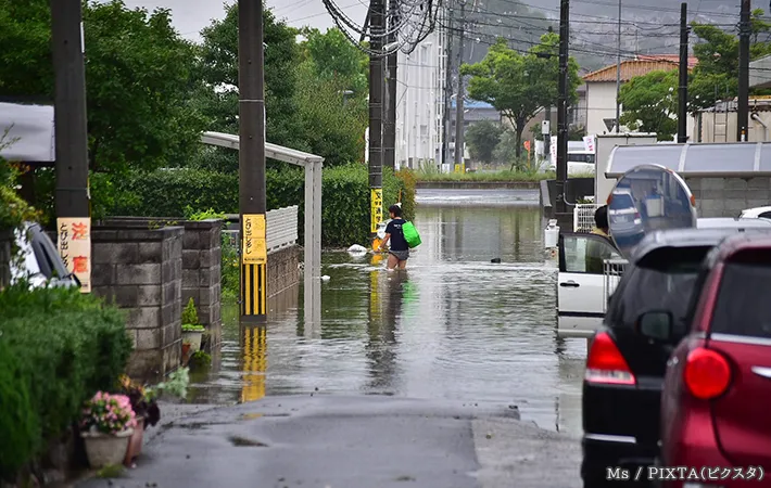 大雨による水害の写真