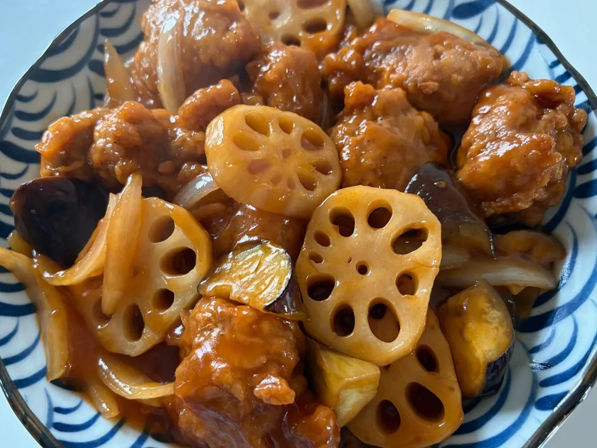 酢鶏の調理写真