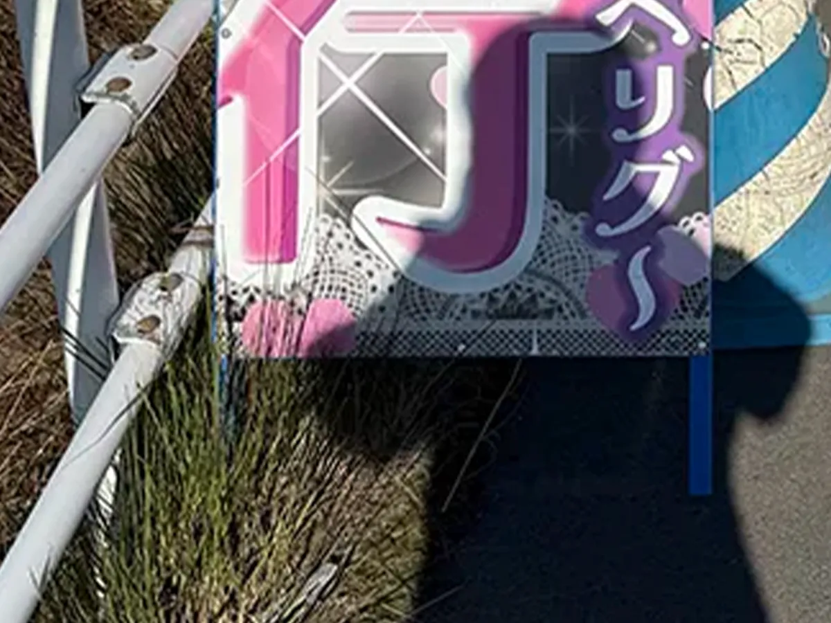 道路に設置されている、『徐行』の看板の写真