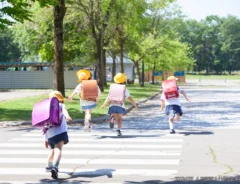 横断歩道を渡る子供の写真