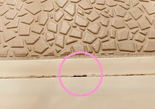 ドアの隙間の黒い水アカ（撮影：grape編集部）