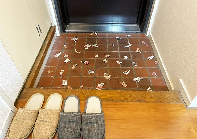 不要なチラシを使った掃除方法（撮影：grape編集部）