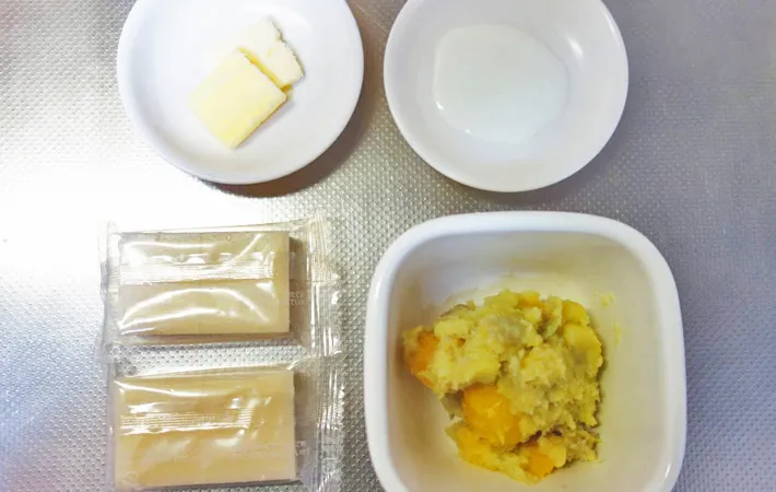 『もちのバターソテー ～栗きんとんdeスイートポテト風～』の材料写真（撮影：エニママ）