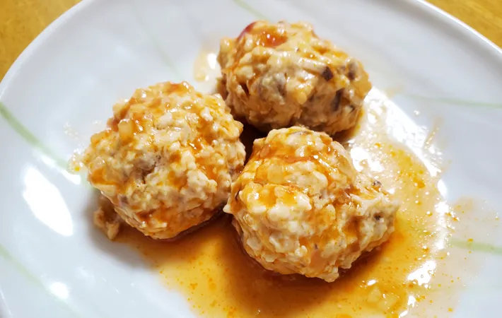 『レンチン一発！ふわふわ肉団子』の完成写真（撮影：エニママ）