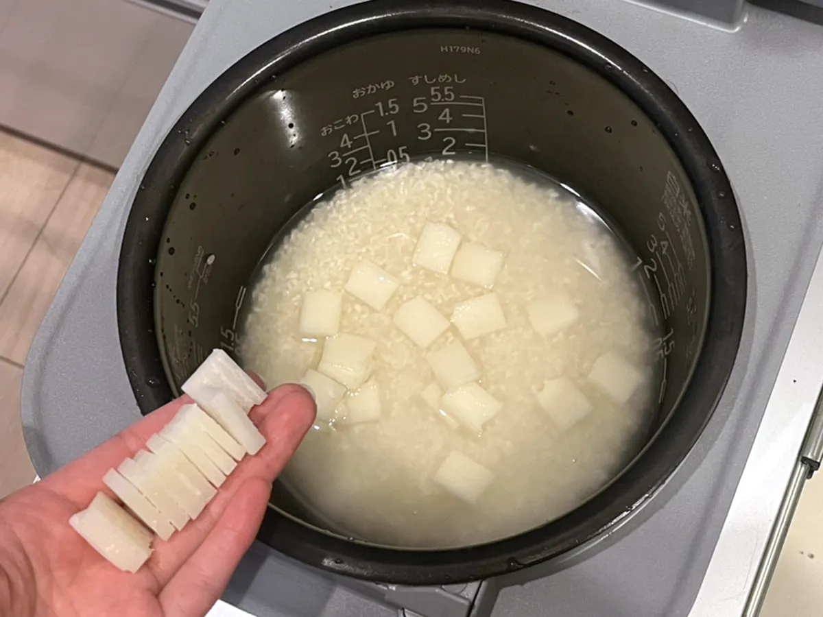 栗おこわの調理写真(撮影:grape編集部)