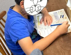 宿題をする小学生