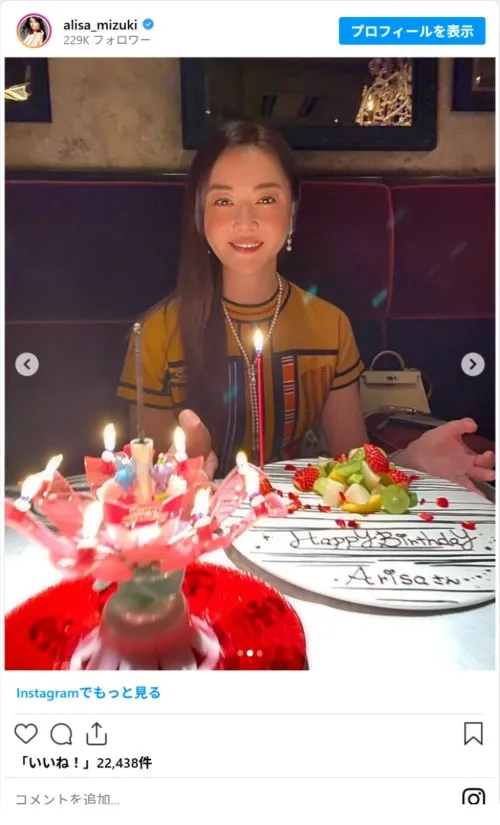 観月ありささんの誕生会写真（alisa_mizukiのスクリーンショット）