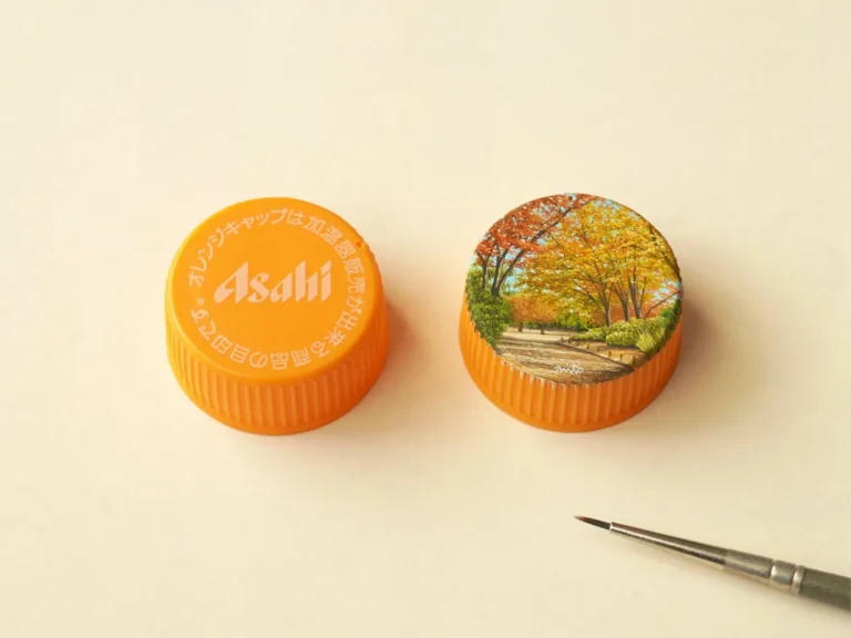 ペットボトルの蓋に描いた絵