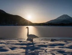 富士山とツルの写真