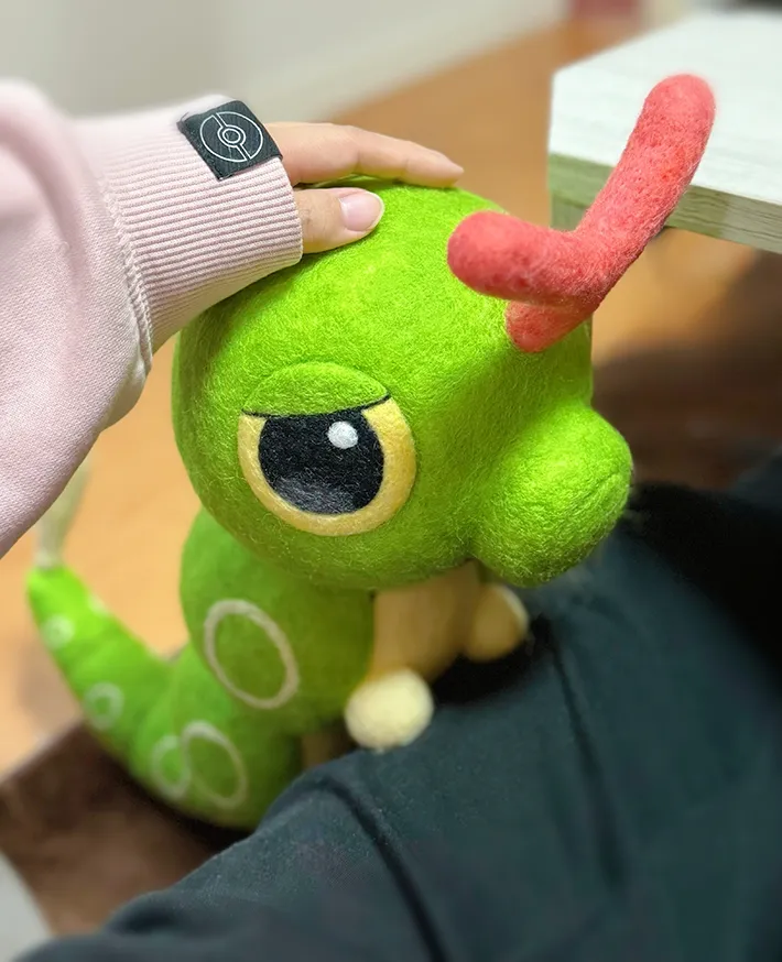 羊毛フェルトで作ったキャタピーの写真