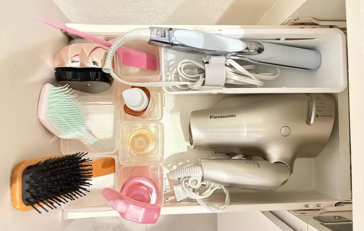 ヘアケア用品の収納の写真（撮影：Classy Life）